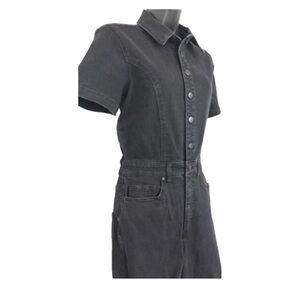 Jessica Simpson black gravel‎ cammie denim flare leg retro jeans Jumpsuit size 9